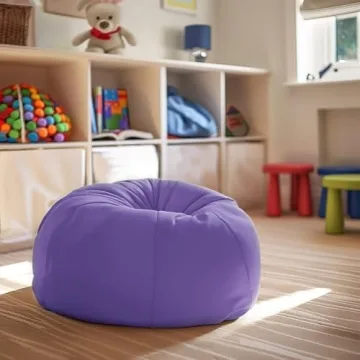 Small Purple Bean Bag Chair for Kids Teens Washable Cover