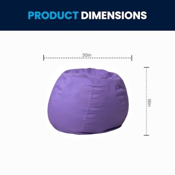Small Purple Bean Bag Chair for Kids Teens Washable Cover