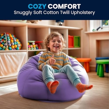 Small Purple Bean Bag Chair for Kids Teens Washable Cover
