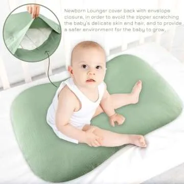 Hooyax Muslin Baby Lounger Cover, 100% Cotton Durable Newborn Lounger Cover, Soft and Breathable Infant Lounger Cover for Boys Girls, Covers Only (Green)
