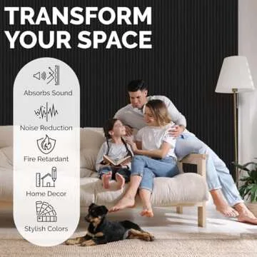 Premium 2 Pack Acoustic Soundproof Wood Panels - 94.5 x 12.6 for Modern Decor