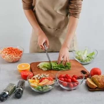 NUTRIIUPS 4 Pack Tempered Glass Prep Bowls, Clear Glass Bowl Set 6.6 Inch, Glass Salad Bowls for Kitchen Microwave and Oven Safe (30 OZ (4 PCS))