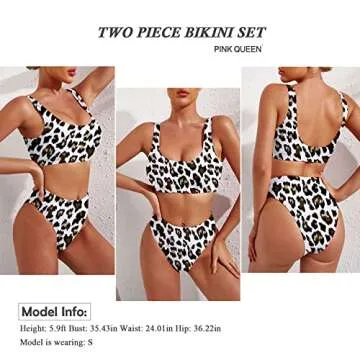 Pink Queen Women's Leopard Printed High Waisted Two Piece Bikini Set Size L