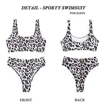 Pink Queen Women's Leopard Printed High Waisted Two Piece Bikini Set Size L