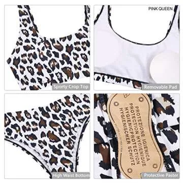 Pink Queen Women's Leopard Printed High Waisted Two Piece Bikini Set Size L