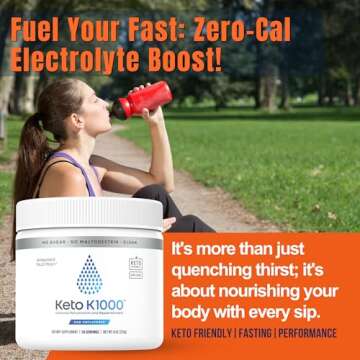 Hi-Lyte Keto K1000 Electrolyte Powder | Unflavored | Hydration Supplement Drink Mix | Boost Energy & Beat Leg Cramps | No Sugar, Stevia, Maltodextrin | 50 Servings