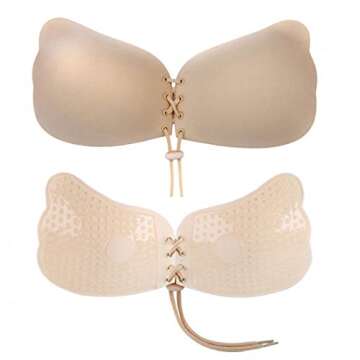 Muryobao Strapless Self Adhesive Push Up Bra for Women