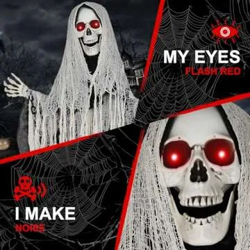 Sound and Motion Activated Halloween Reaper with LED Eyes
