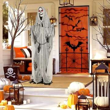 [ Sound and Motion Activated ] 64" Halloween Animatronic Reaper with LED Eyes and Creepy Sound, Life Size Animated Halloween Decorations Outdoor for Haunted House Props Decor Lawn Yard Patio