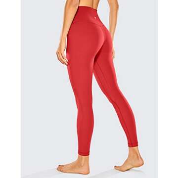 CRZ YOGA Women Naked Feeling Yoga Pants 25 Inches - 7/8 High Waisted Workout Leggings Crimson X-Smal...