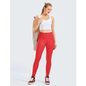 CRZ YOGA Women Naked Feeling Yoga Pants 25 Inches - 7/8 High Waisted Workout Leggings Crimson X-Small