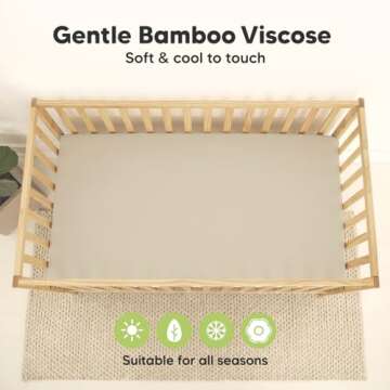 2-Pack Waterproof Crib Sheets for Boys, Girls - Viscose Derived from Bamboo Crib Sheets Neutral, Crib Mattress Protector Sheet, Soft Toddler Bed Sheets, Fitted Baby Crib Sheets Girl, Boy (Ecru)
