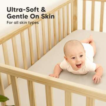 2-Pack Waterproof Crib Sheets for Boys, Girls - Viscose Derived from Bamboo Crib Sheets Neutral, Crib Mattress Protector Sheet, Soft Toddler Bed Sheets, Fitted Baby Crib Sheets Girl, Boy (Ecru)