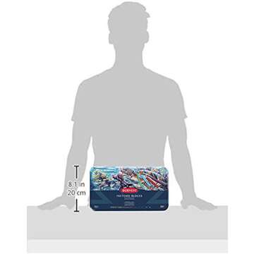 Derwent Inktense Blocks 72 Tin, Set of 72, 8mm Block, Soft Texture, Watersoluble, Ideal for Watercolor, Drawing, Coloring, Crafts and Painting on Paper and Fabric, Professional Quality (2301980)