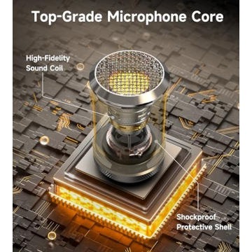 ECHOMUSSY Wireless Microphone, Metal Dynamic Mic System with One-to-One Chip Connection and Rechargeable Receiver, 40H Duration, 200FT Range Receiving, Less Latency Karaoke Microphone for Singing