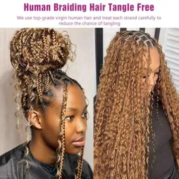 Honey Human Braiding Hair Deep Wave Bulk Human Hair for Braiding,27# Color No Weft Curly Braiding Hair Extensions for Boho Braids Wet and Wavy Braiding Human Hair Bundles(14inch,#27,100g)