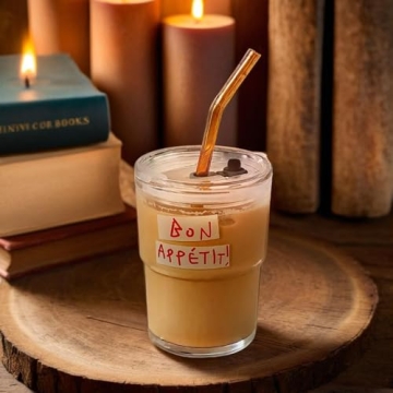 Olvini 13oz Glass Tumbler with Straw and Lid for Stylish Sipping