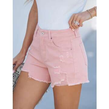 Luvamia High Waisted Distressed Jean Shorts for Women – Summer Chic