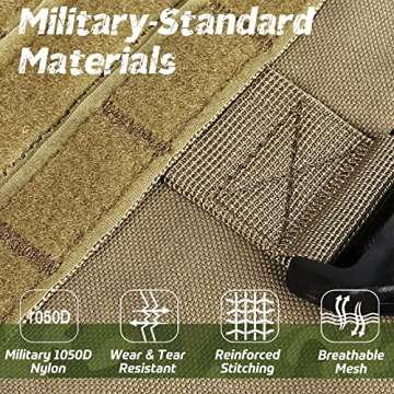 rabbitgoo Tactical Dog Harness for Large Dogs, Heavy Duty Dog Harness with Handle, No-Pull Service Dog Vest Large Breed, Adjustable Military Dog Vest Harness for Training Hunting Walking, Brown, L