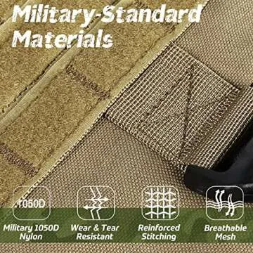 rabbitgoo Tactical Dog Harness for Large Dogs, Heavy Duty Dog Harness with Handle, No-Pull Service Dog Vest Large Breed, Adjustable Military Dog Vest Harness for Training Hunting Walking, Brown, L