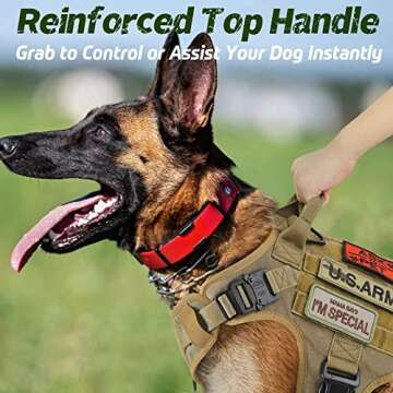rabbitgoo Tactical Dog Harness for Large Dogs, Heavy Duty Dog Harness with Handle, No-Pull Service Dog Vest Large Breed, Adjustable Military Dog Vest Harness for Training Hunting Walking, Brown, L