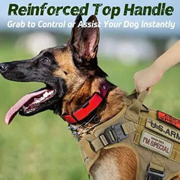 rabbitgoo Tactical Dog Harness for Large Dogs, Heavy Duty Dog Harness with Handle, No-Pull Service Dog Vest Large Breed, Adjustable Military Dog Vest Harness for Training Hunting Walking, Brown, L