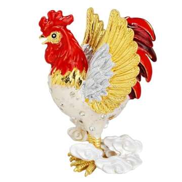 Feng Shui Sky Rooster Good Luck and Fortune Wealth Amulet Statue Decoration (White Sky Rooster)