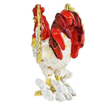 Feng Shui Sky Rooster Good Luck and Fortune Wealth Amulet Statue Decoration (White Sky Rooster)