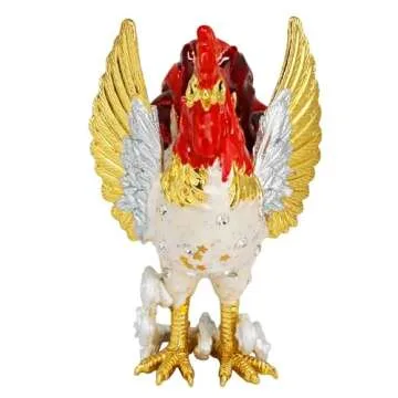 Feng Shui Sky Rooster Good Luck and Fortune Wealth Amulet Statue Decoration (White Sky Rooster)