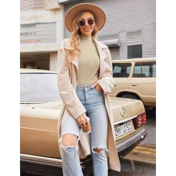 Ekouaer Stylish Turtleneck Shirt Women Long Sleeve Tops