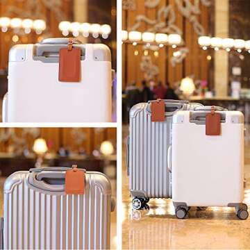 Vigorport Luggage Tag，Leather Identifiers Travel Tags for Suitcase,Bag Tags with Name Card Holder-...
