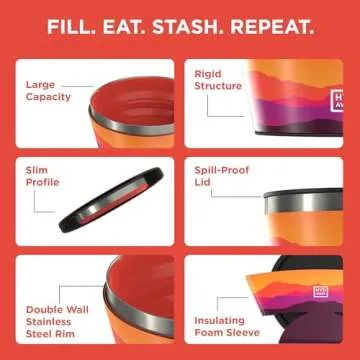 HYDAWAY Collapsible Insulated Bowl with Lid - 1 Quart (950ml), Silicone I Large Collapsible Bowls for Camping, RV & Travel, Portable Dog Water Bowl, Collapses to 1-inch, Spill-Proof & Steel Rim