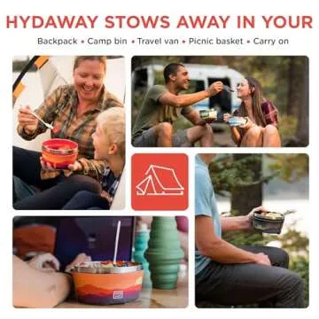 HYDAWAY Collapsible Insulated Bowl with Lid - 1 Quart (950ml), Silicone I Large Collapsible Bowls for Camping, RV & Travel, Portable Dog Water Bowl, Collapses to 1-inch, Spill-Proof & Steel Rim