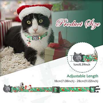 YUEPET 3PCS Christmas Cat Collar Breakaway Adjustable Kitten Collars with Charms Bells & Pendant Cha...