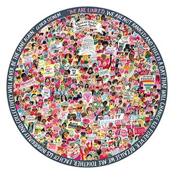 eeBoo: Piece and Love Women March! 500 Piece Round Circle Jigsaw Puzzle, Puzzle for Adults and Families, Glossy, Sturdy Pieces and Minimal Puzzle Dust