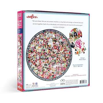 eeBoo: Piece and Love Women March! 500 Piece Round Circle Jigsaw Puzzle, Puzzle for Adults and Families, Glossy, Sturdy Pieces and Minimal Puzzle Dust
