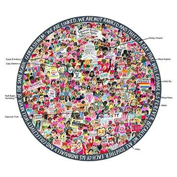 eeBoo: Piece and Love Women March! 500 Piece Round Circle Jigsaw Puzzle, Puzzle for Adults and Families, Glossy, Sturdy Pieces and Minimal Puzzle Dust
