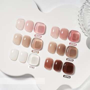 GAOY Rose Brown Jelly Gel Nail Polish of 6 Transparent Brown Pink Whiter Colors Sheer Gel Polish Kit...