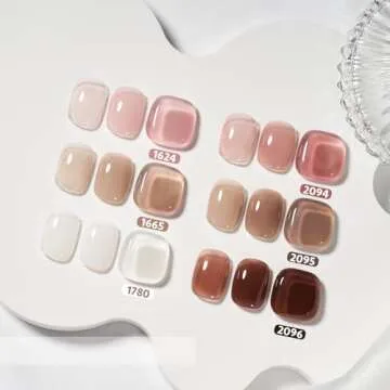 GAOY Rose Brown Jelly Gel Nail Polish of 6 Transparent Brown Pink Whiter Colors Sheer Gel Polish Kit...