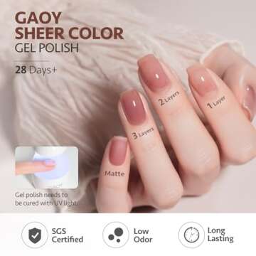GAOY Rose Brown Jelly Gel Nail Polish of 6 Transparent Brown Pink Whiter Colors Sheer Gel Polish Kit for Salon Manicure and Nail Art DIY at Home
