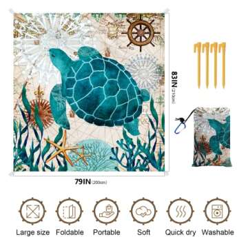 Gusgopo Beach Blanket, 79''×83''Picnic Blankets Waterproof Sandproof for 4-7 Adults,Large Lightweig...