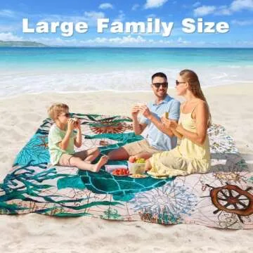 Gusgopo Beach Blanket, 79''×83''Picnic Blankets Waterproof Sandproof for 4-7 Adults,Large Lightweight Beach Mat,Portable Picnic Mat, SandProof Mat for Travel, Camping