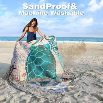 Gusgopo Beach Blanket, 79''×83''Picnic Blankets Waterproof Sandproof for 4-7 Adults,Large Lightweight Beach Mat,Portable Picnic Mat, SandProof Mat for Travel, Camping