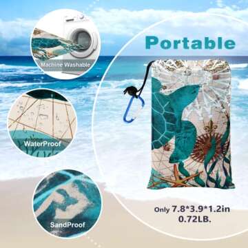 Gusgopo Beach Blanket, 79''×83''Picnic Blankets Waterproof Sandproof for 4-7 Adults,Large Lightweight Beach Mat,Portable Picnic Mat, SandProof Mat for Travel, Camping