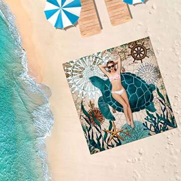 Gusgopo Beach Blanket, 79''×83''Picnic Blankets Waterproof Sandproof for 4-7 Adults,Large Lightweight Beach Mat,Portable Picnic Mat, SandProof Mat for Travel, Camping