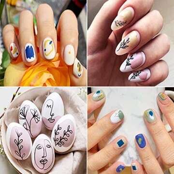 Graffiti Fun Nail Art Stickers, Abstract Nail Decals 3D Self-Adhesive Abstract Lady Face Rose Leaf N...