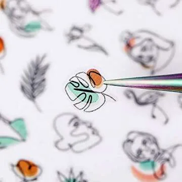 Graffiti Fun Nail Art Stickers, Abstract Nail Decals 3D Self-Adhesive Abstract Lady Face Rose Leaf Nail Design Manicure Tips Nail Decoration for Women Girls Kids(6Sheets)