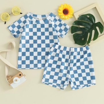 Toddler Checkered Swimwear Set for Beach Fun