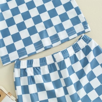 Toddler Checkered Swimwear Set for Beach Fun