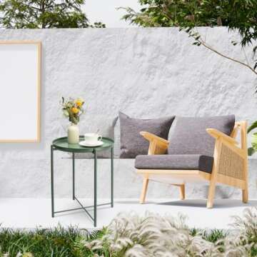 danpinera Side Table, End Table for Small Spaces Accent Metal Bedside Table Round Small End Table, Outdoor Side Table Accent Patio Side Table Anti-Rust and Waterproof Dark Green